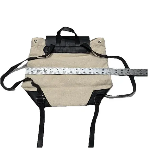 Deux Lux Anthropologie Canvas Vegan Leather Trim Backpack Strap Bag Lightweight - Picture 5 of 12